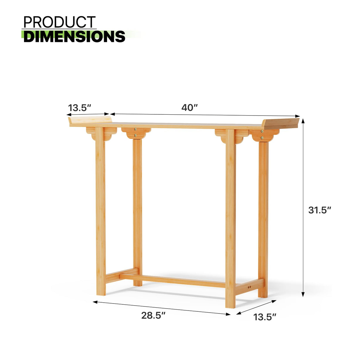 Magshion Console Table, for Hallway, Living Room, Modern Bamboo Gold Rectangle Coffee Table, Side Table, Entryway Table, Decorative Offering Table for Home Magshion