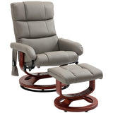 HOMCOM Massage Recliner Chair with Ottoman, Swivel Recliner and Footrest, Faux Leather Reclining Chair with Remote Control, 10 Vibration Point and Side Pocket, Gray HOMCOM
