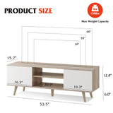 WLIVE TV Stand for 55 60 inch TV, Boho Entertainment Center with Storage Cabinets, TV Console for Living Room Decor, Greige White WLIVE