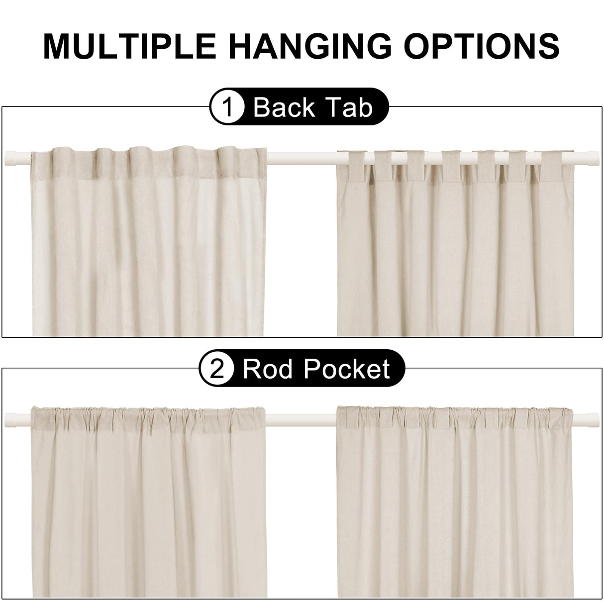 ASPMIZ Cotton Linen Kitchen Valance Curtains, Boho Rustic Button Linen Valances for Windows Farmhouse, Grey Stripe Valance Window Topper Treatment, Window Valances for RV Bathroom Cafe, 52 x 18 Inch ASPMIZ