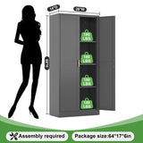 60''metal storage room cabinet, black unique look, freestanding storage room cabinet, storage cabinet with door and 4 adjustable shelves, can be used in office, garage, bedroom, kitchen TIMELESS PIECES