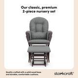 Storkcraft Premium Hoop Glider & Ottoman (Espresso/Gray) — GREENGUARD Gold Certified Nursery Glider, Solid Wood Craftsmanship, Smooth-Gliding Nursery Chair and Ottoman, Award-Winning Storkcraft
