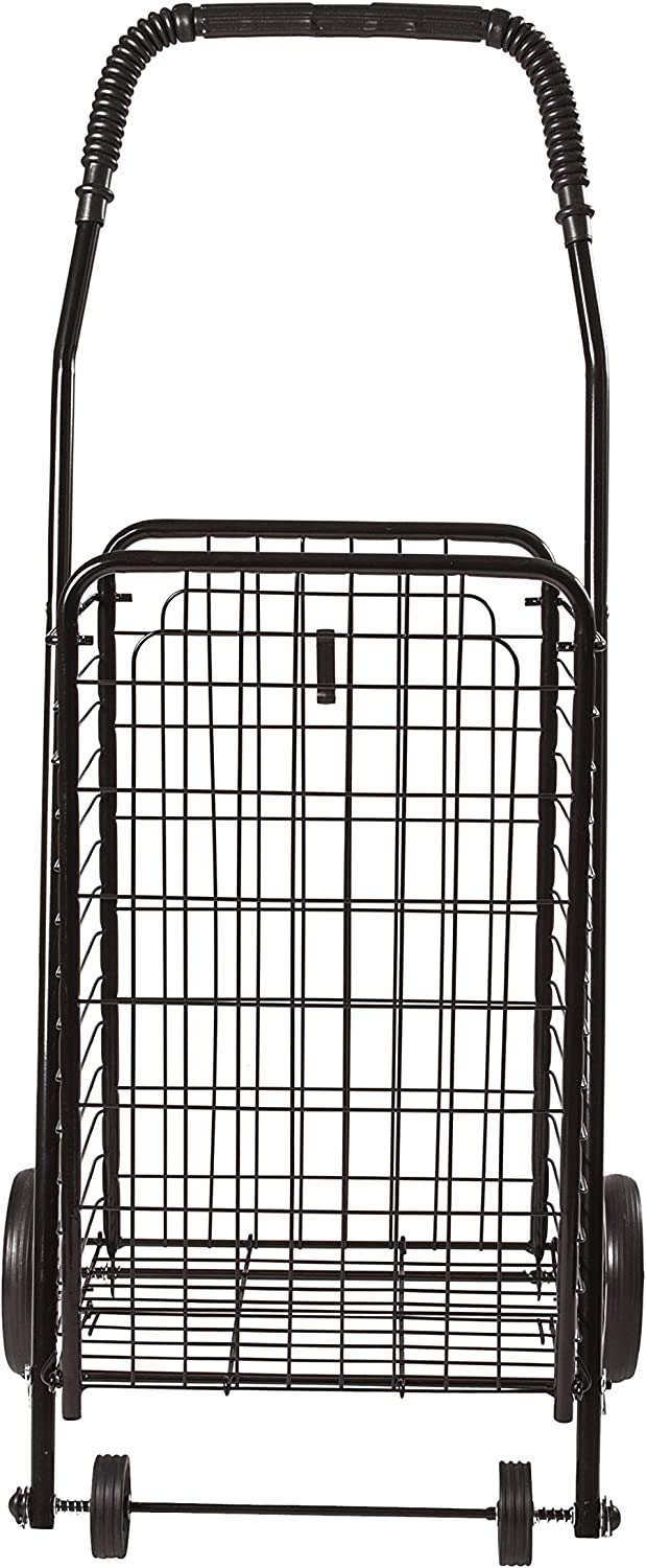 DMI Utility Cart with Wheels to be used for Shopping, Grocery, Laundry and Stair Climber Cart, Weighs 7.5 Pounds but holds up to 90 Pounds, Compact and Foldable, Black - WoodArtSupply