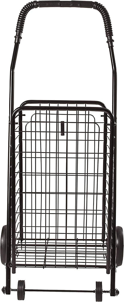 DMI Utility Cart with Wheels to be used for Shopping, Grocery, Laundry and Stair Climber Cart, Weighs 7.5 Pounds but holds up to 90 Pounds, Compact and Foldable, Black - WoodArtSupply