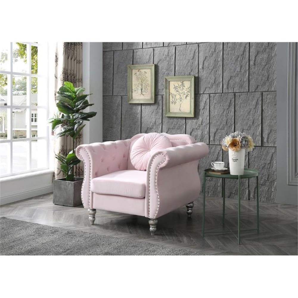 Home Square 2-Piece Furniture Set with Sofa and Chair in Pink Home Square