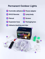 Isablelala Permanent Outdoor Lights, 150ft with 90 RGB LED Lights for Daily and Christmas, Halloween, 49 Scene Modes+DIY for Outdoor Decor, IP66 Waterproof, Compatible with Alexa, Google Assistant Isablelala