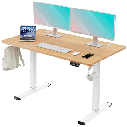 MOUNTUP Height Adjustable Electric Standing Desk Whole-Piece, 48 x 24 Inches Quick Assembly Sit Stand Desk, Stand Up Desk with Memory Controller, Ergonomic Desk, Oak - WoodArtSupply