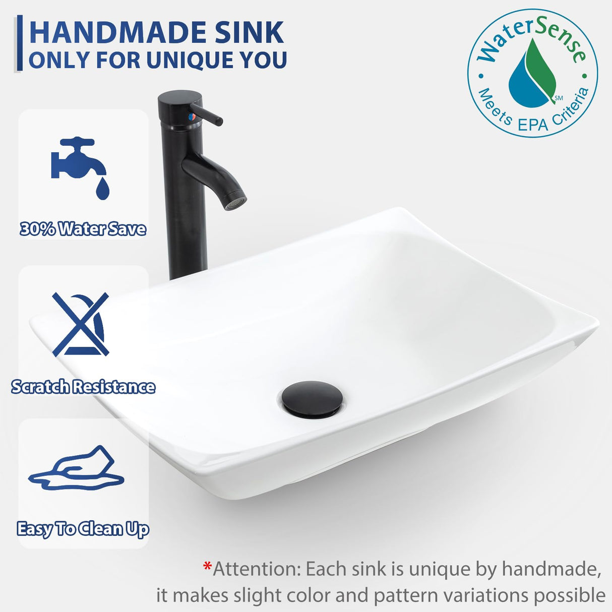 eclife 24" Bathroom Vanities Cabinet with Sink Combo, Wall Mounted Floating Cabinet w/Decor Lines, White Curved Ceramic Vessel Sink W/ORB Water Save Faucet & Pop Up Drain, Black eclife