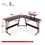 L Shaped Desk, Sturdy Gaming Desk Computer Desk with Large Wooden Desktop for Home Office, L Shaped Gaming Desk Corner Desk for Small Space, Easy to Assemble, L Desk Gaming Table L Shape Desk Haiput Wam