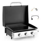 Captiva Designs 22 in Flat Top Grill with Ceramic Coated Cast Iron Pan, Portable Tabletop Propane Gas Griddle Grill for Camping, Outdoor & Tailgating Barbecue, 24,000 BTU Output, 3 Burners Captiva Designs