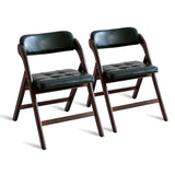 ALeesing Folding Chairs with Padded Seats, Wooden Folding Chairs Set of 2, 31" Stackable Folding Dining Chairs, Folding Extra Chair for Guests Kitchen, Bedroom, Living Room, Party Chairs, Green ALeesing