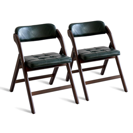ALeesing Folding Chairs with Padded Seats, Wooden Folding Chairs Set of 2, 31" Stackable Folding Dining Chairs, Folding Extra Chair for Guests Kitchen, Bedroom, Living Room, Party Chairs, Green ALeesing