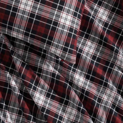 Tommy Hilfiger - Duvet Set, Luxuriously Soft Yarn-Dyed Cotton Bedding with Matching Sham, Plaid Design (Essential Tartan Red, Twin) Tommy Hilfiger