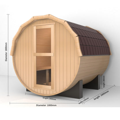 AURGOD Outdoor Barrel Steam Sauna, Canadian Hemlock Wood Sauna Room for 4-6 Person, Broad Benches, Luxurious Texture - WoodArtSupply