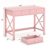 WiberWi Home Office Desk with Drawers, Modern Writing Computer Desk for Bedroom, Small Pink Makeup Vanity Table Desk for Girls, Study Table for Home Office WiberWi