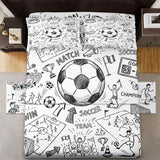 WeCozy Queen Size 4 Pcs Bed Fitted Sheet Set with 14" Deep Pocket, Game Soccer Painting Flat Sheet Set for Kids and Adults, Sport Ball Football Bedding with 2 Pillowcases for Bedroom Decor WeCozy