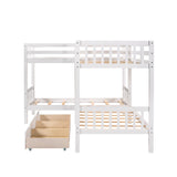 L-Shaped Quad Bunk Bed, Four Bunk Bed Twin Over Twin with Angle Ladder,Wooden Corner 4 Bed Bunk Bed Compatible with, Teens, Adults, No Box Spring Needed (Twin, Grey) Bedroom Bed Frame,(White,Quad Bu SDRNKA