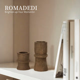 Romadedi Candlestick Holders Boho Decor: Taper Candle Holders Paper Mache for Living Room Morden Decorations Candle Stick Dining Table Centerpiece Fireplace Home Decoration Brown Romadedi