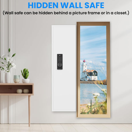 53" In-Wall Hidden 5-6 Gun Safe | Password Touch Panel Digital Lock | Adjustable Shelves & Gun Stock | Heavy Duty Steel Security Cabinet | Firearm Valuables Storage Gareinwuds