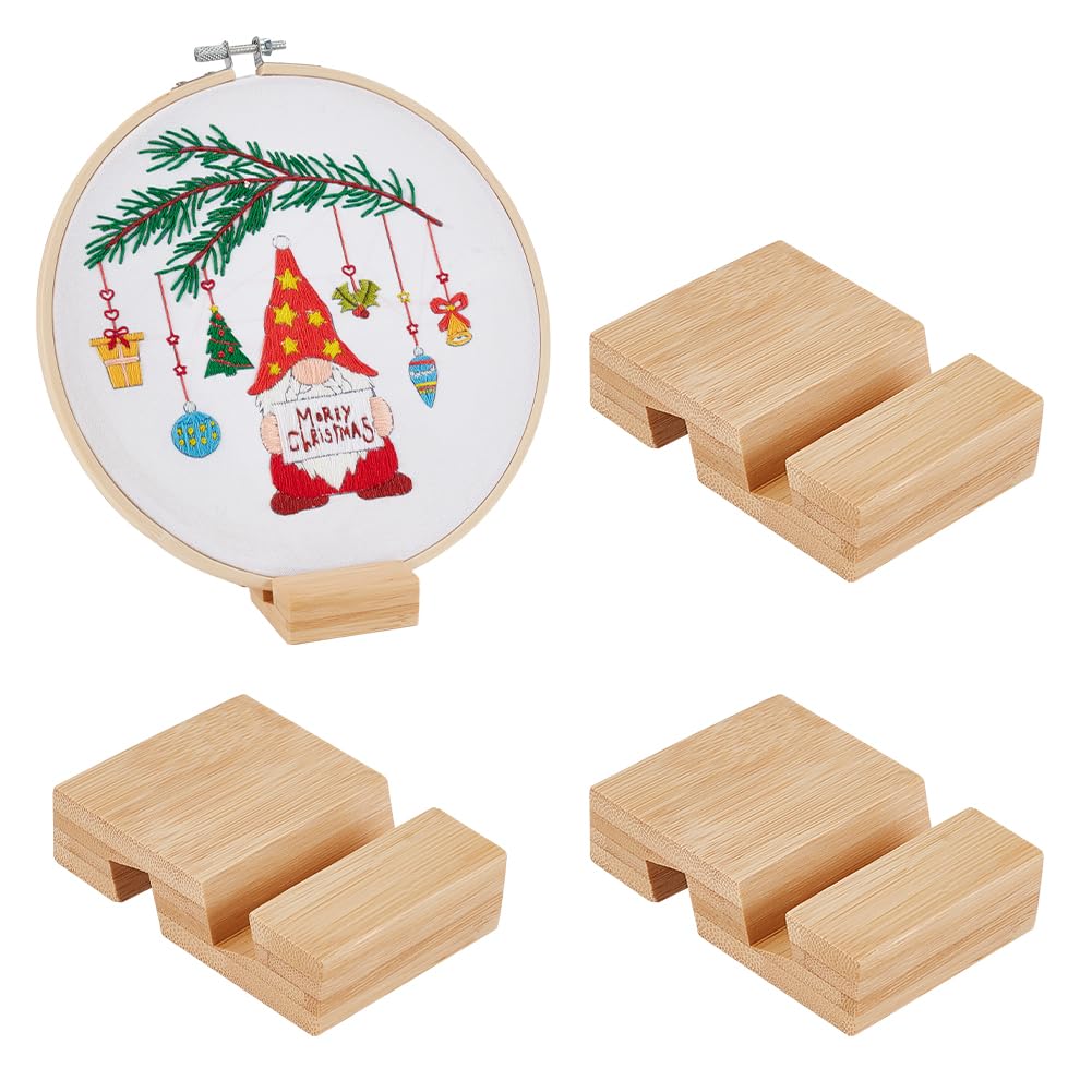 OLYCRAFT 4Pcs Embroidery Hoop Wooden Base Embroider Hoop Base 2.1x3.1 Inch Embroidery Hoop Easels Rectangle Embroidery Display Stand Cross Stitch Hoop Accessories Decor OLYCRAFT