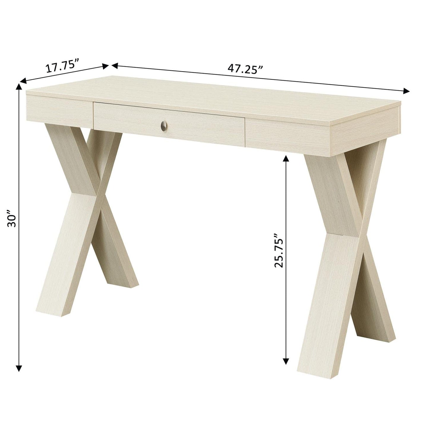 Convenience Concepts Newport 1 Drawer Desk, Ivory