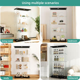 FYSHERAN Black Curio Glass Cabinet with 4 Shelves for Collectibles FYSHERAN