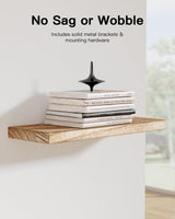 AMADA HOMEFURNISHING Floating Shelves, Paulownia Wood Wall Shelves for Bathroom/Living Room/Bedroom/Kitchen/Home Office, Wood Floating Shelf for Home Storage & Organization Set of 4 15.7" L x 5.9" W AMADA HOMEFURNISHING