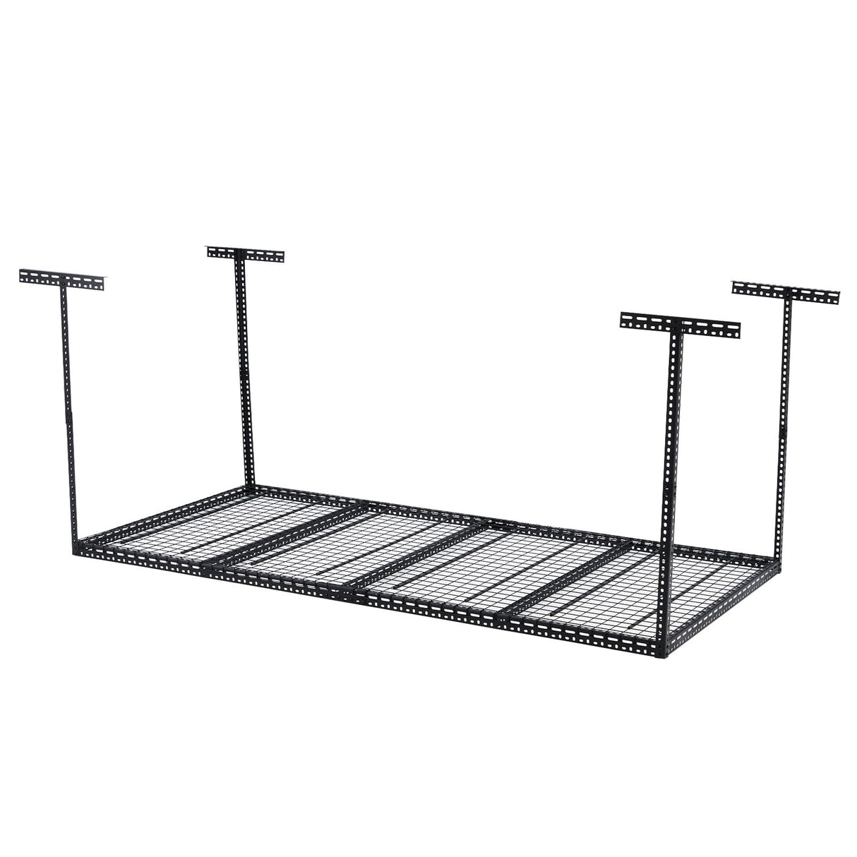GarveeTech 4x8 FT Overhead Garage Storage Rack, 22"-40" Height Adjustable Ceiling Storage Rack 330lbs Weight Capacity, Heavy Duty Metal Hanging Storage Shelves for Garage (Black, Vertical Post x 4) GarveeTech