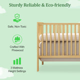 HZANHY 5-in-1 Baby Crib,Convertible Crib, Baby Crib, Converts from Baby Crib to Toddler Bed, Daybed and Full-Size Bed Frame, Fits Standard Full-Size Crib, Baby Bed Natural (Mattress not Included HZANHY