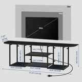 BTY Floating TV Shelf with Power Outlet, Black TV Console with USB Ports, Industrial Under TV Cabinet for 50 Inch TV, Modern Entertainment Center for Bedroom, Living Room BTY