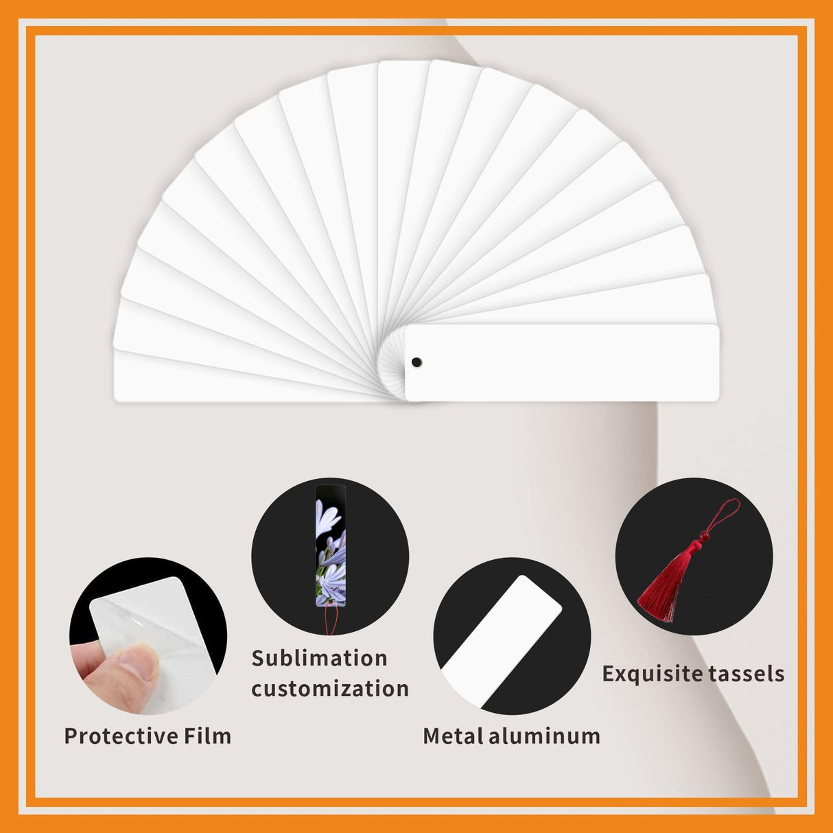 BZRR 30 Pcs Sublimation Bookmark Blank Heat Transfer Aluminum Metal Bookmarks Bulk DIY Bookmarks with Hole and Colorful Tassels for Crafts, Personalized Tassels Sublimation Bookmarks. BZRR