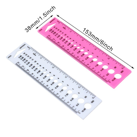 Honbay 4PCS Plastic Knitting Needle Gauge Ruler Needle Sizer INCH CM Ruler Sewing Ruler Metric Measure Tool for Sewing or Student Learning (2 Color) Honbay