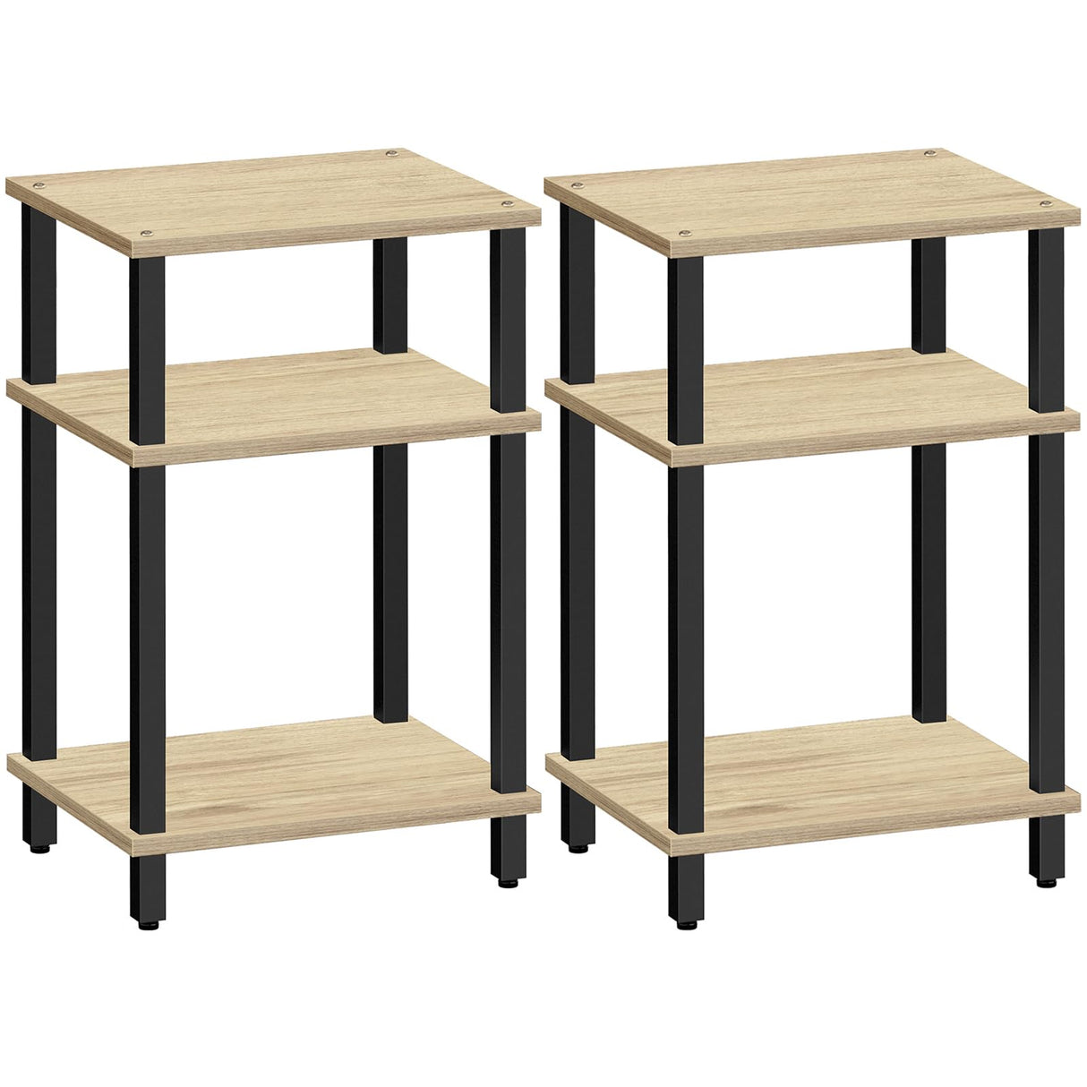 TUTOTAK Set of 2 End Table, Side Table, Nightstand, 3-Tier Storage Shelf, Couch Table for Small Space TB01BO0492 TUTOTAK