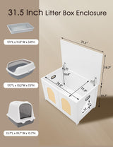 DINZI LVJ Cat Litter Box Enclosure, Flip Top Litter Box Furniture, Rattan-Like Hidden Cat Washroom, Wooden Pet House, End Side Table, 31.5" L x 19.7" W x 19.7" H, Easy to Assemble, White with Rattan DINZI LVJ