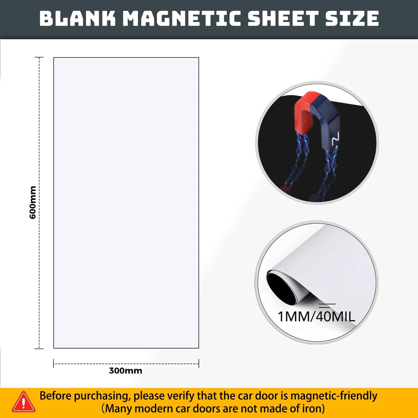 CUHIOY Blank Car Magnetic Sheet - 2 Pack 24"x12" Strong Magnet Stickers with 40 Mils, Flexible Vehicles Magnet Sign for Advertising Business and Company Logos (for HOA), Prevent Car Scratches & Dents