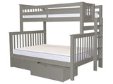 Bedz King Bunk Beds Twin over Full Mission Style with End Ladder and 2 Under Bed Drawers, Gray Bedz King