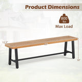 Toolsempire Outdoor Bench Garden Bench, 63" Backless Acacia Wood Bench with Heavy-Duty Metal Legs, Patio Dining Bench Front Porch Benches for Outside, Yard & Garden Toolsempire