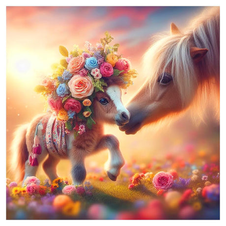 FHBUBPUP 5D Diamond Painting Kits for Adults, Horse Diamond Art Kits for Beginners- 5D Full Drill Round Flower Diamond Dot Gem Art, Craft Gift Suitable for Home Wall Decoration 12×12Inch FHBUBPUP