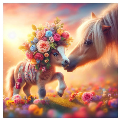 FHBUBPUP 5D Diamond Painting Kits for Adults, Horse Diamond Art Kits for Beginners- 5D Full Drill Round Flower Diamond Dot Gem Art, Craft Gift Suitable for Home Wall Decoration 12×12Inch