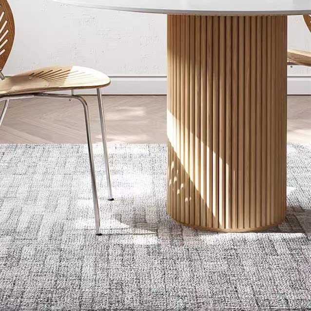 Pine Solid Wood Dining Table, BIGMAII Modern Round Kitchen White Marble Pedestal Dining Room Table Restaurant Furniture - 47.2in L x 47.2in W x 29.5in H bigmaii