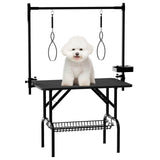 VFK 36''/47''Large Dog Grooming Table, Foldable Pet Station at Home, Dog Grooming Table,Adjustable Cat Drying Desktop with Arms, Nooses, Mesh Tray (Basic pet Table, 36" Black) VFK