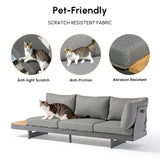 homary Outdoor Patio Conversation Sets, 6 Piece Aluminum & Teak Patio Sectional Sofa Set Outdoor Furniture with Adjustable Backrests, Waterproof, Fade Resistant Cushions Ideal for Patios & Balconies homary