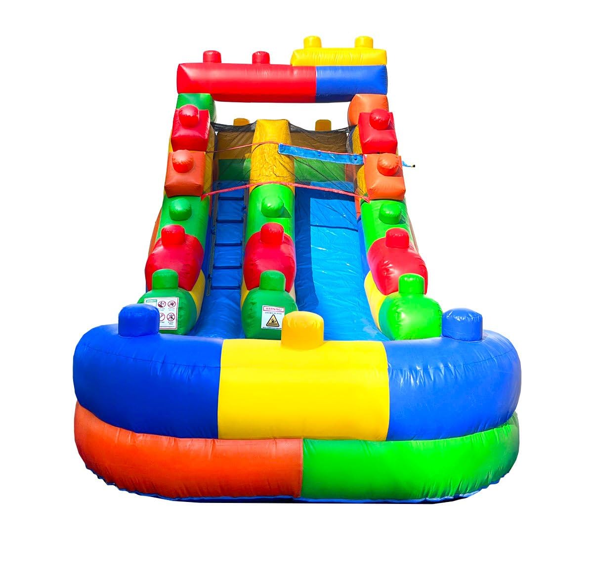 Inflatable Water Slide for Kids(Without Blower) - 21' x 9' x 12' Foot Backyard Inflatable Slide for Summer Fun - Building Block Pogo Bounce House