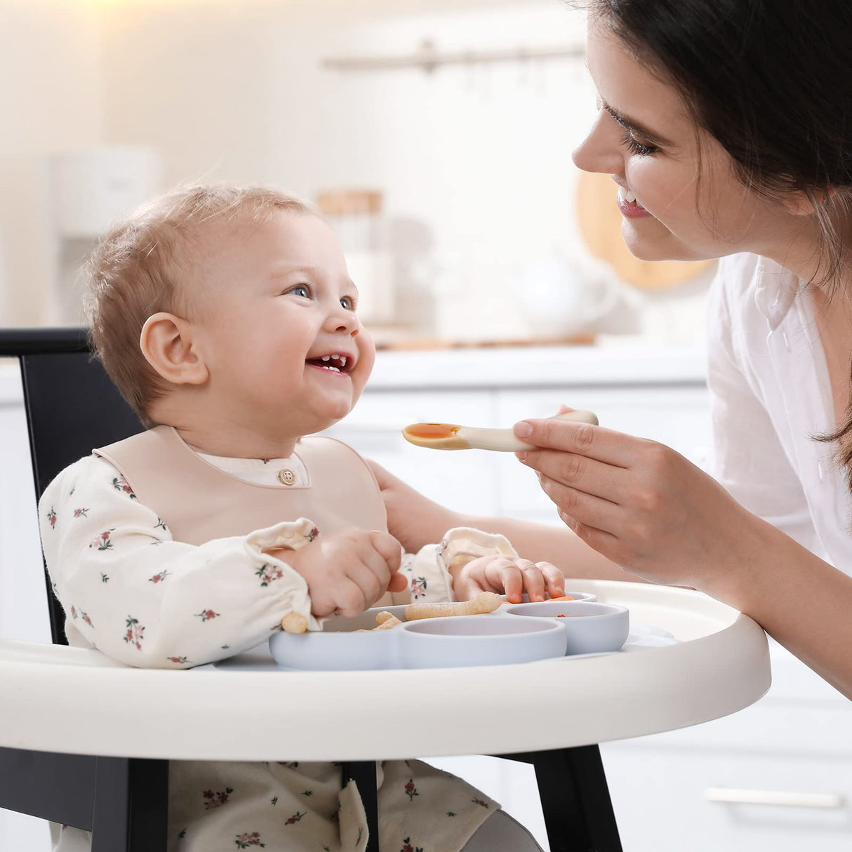 6 Pack Baby Spoons, Shorter Length for Self Feeding, First Stage Spoons, Food Grade Silicone, 6+ Months, Baby Training Spoons Infant Spoons, Dishwasher Safe & Boil-proof NETANY