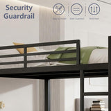 EMKK Metal Bunk Bed Full Over Full with Guardrails,Bedframe,Bunk Beds for Dorm,Bedroom,Guest Room,Heavy Duty Metal Slats, Noise Free, No Box Spring Needed, Black EMKK