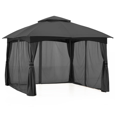 MASTERCANOPY Outdoor Patio Gazebo for Garden with Upgrade Steel Frame and Netting Walls (10x10,Gray) MASTERCANOPY