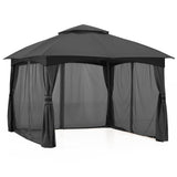 MASTERCANOPY Outdoor Patio Gazebo for Garden with Upgrade Steel Frame and Netting Walls (8x8,Gray) MASTERCANOPY