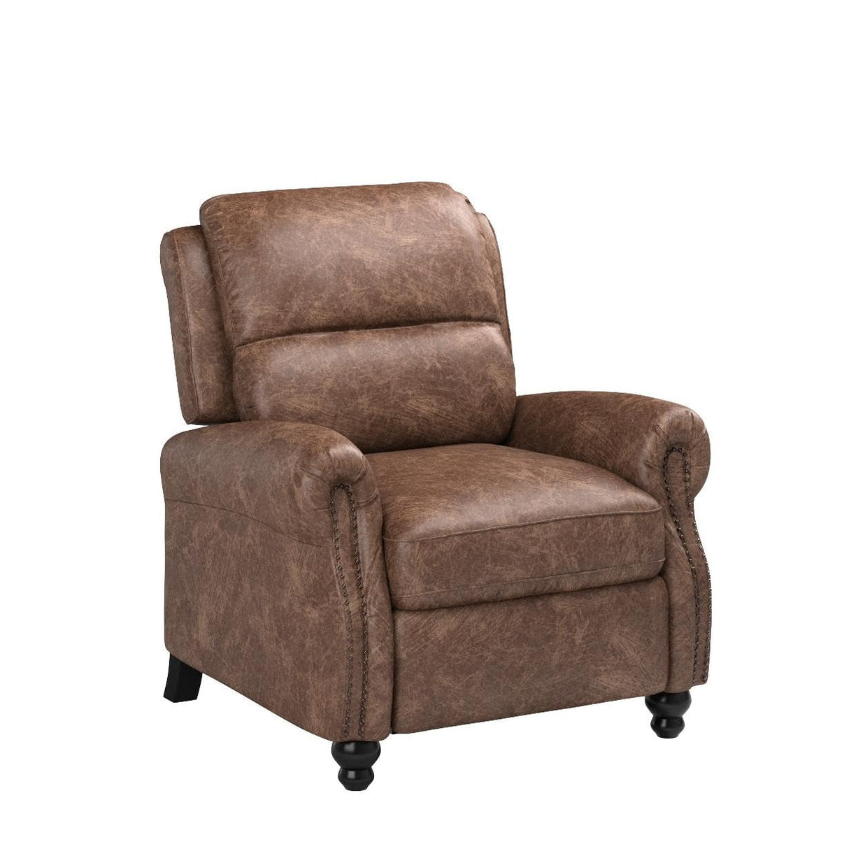 CANMOV Pushback Recliner Chair Faux Leather Armchair Push Back Recliner with Rivet Decoration Single Sofa Accent Chair for Living Room, Chocolate CANMOV