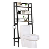 MallKing Over The Toilet Storage, Wooden 3-Tier Over-The-Toilet Rack Bathroom Space Saver Organizer, Freestanding Above Toilet with Toilet Paper Holder and Hooks (Black) MallKing