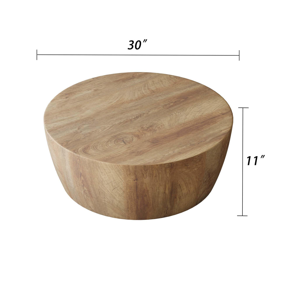Maotifeys Rustic Drum Coffee Table for Living Room Round Center Table Modern Drum-Shape Wooden Cocktail Table for Home Office - Fully Assembled Maotifeys